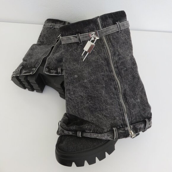 FOLD OVER Padlock PLATFORM BOOT IN DENIM Size 42 - Picture 7 of 9